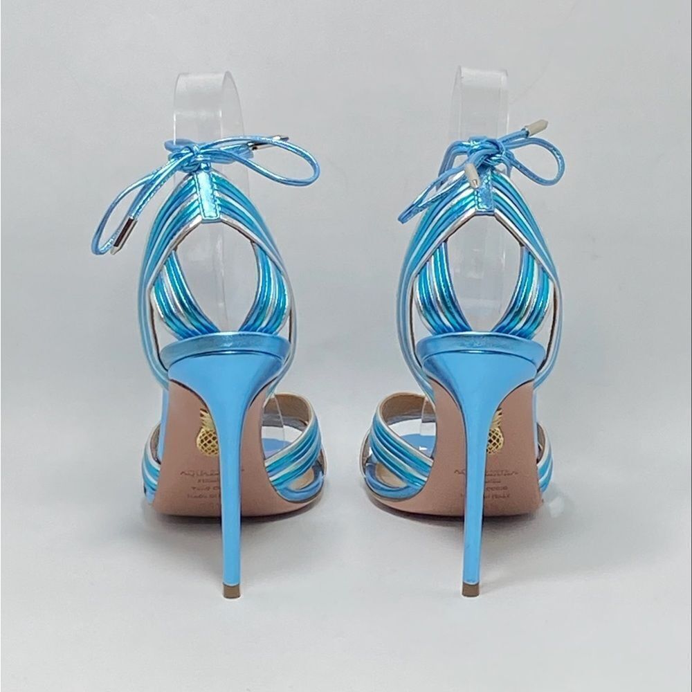 Aquazzura Ari Metallic Leather Ankle-Tie Sandals size 36.5 - Picture 7 of 11